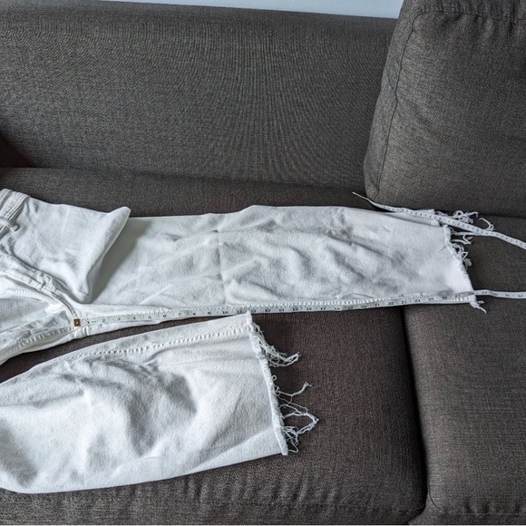 Zara The Marine Straight White Raw Hem Wide Leg High Waist Jeans - Picture 9 of 11